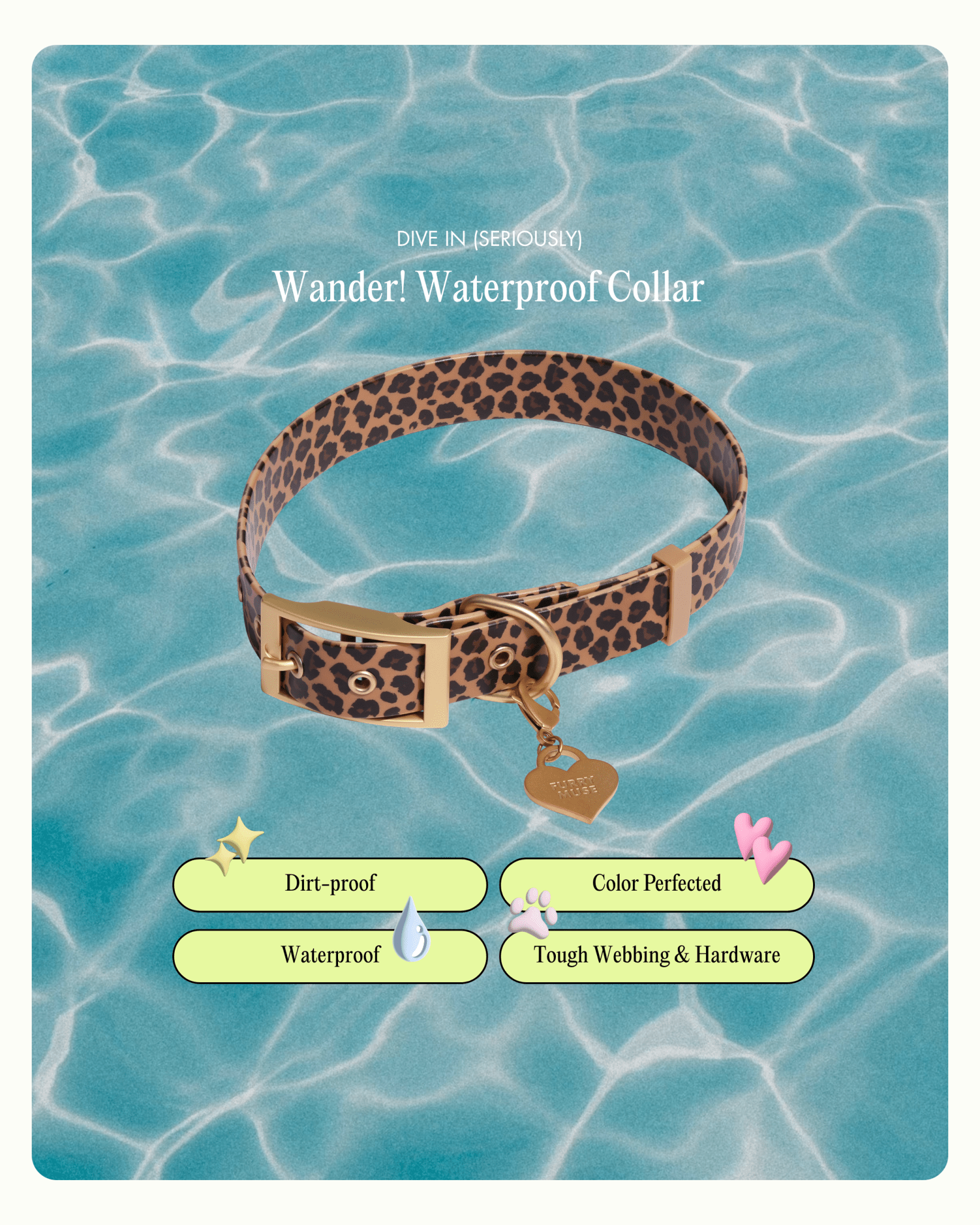 Wander! Waterproof Collar - Leopard